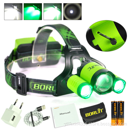 High Power Zoomable Hunting LED Headlamp / Rechargeable Best Night Headlight